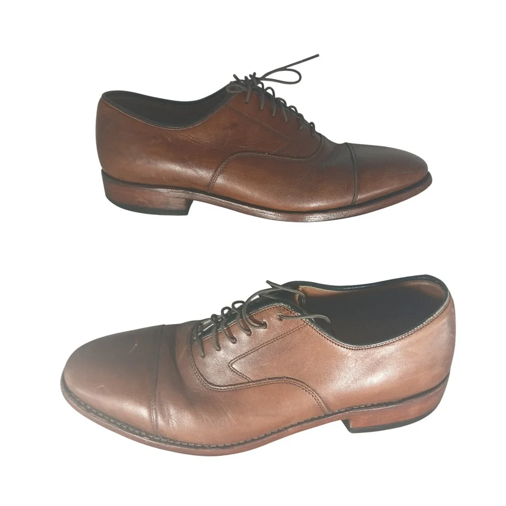 Johnston & Murphy Mens Tan Brown Leather Cap Toe Oxford‎ Dress Shoes 9.5 D